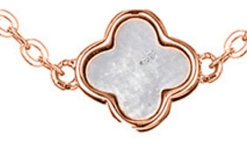Adornia 14k Rose Gold Plated Mixed Mother Of Pearl And Cz Clover Station Necklace In Gold
