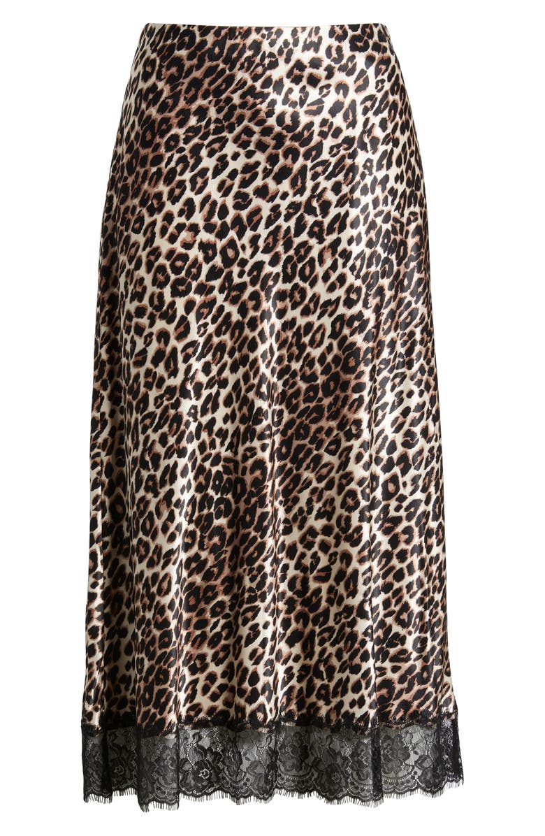 Rails Ebony Leopard Print Lace Satin Skirt, Alternate, color, Nala