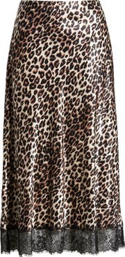 Rails Ebony Leopard Print Lace Satin Skirt