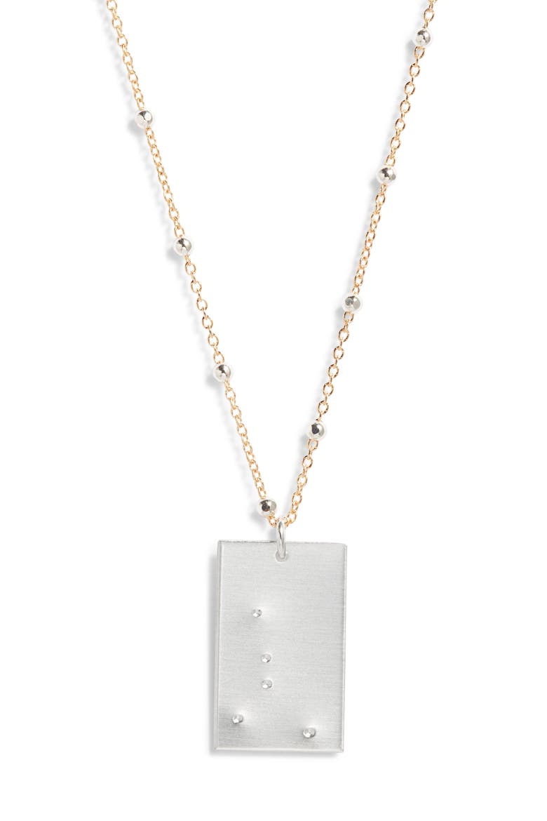 Zodiac Constellation Pendant Necklace, Main, color, SILVER - CANCER