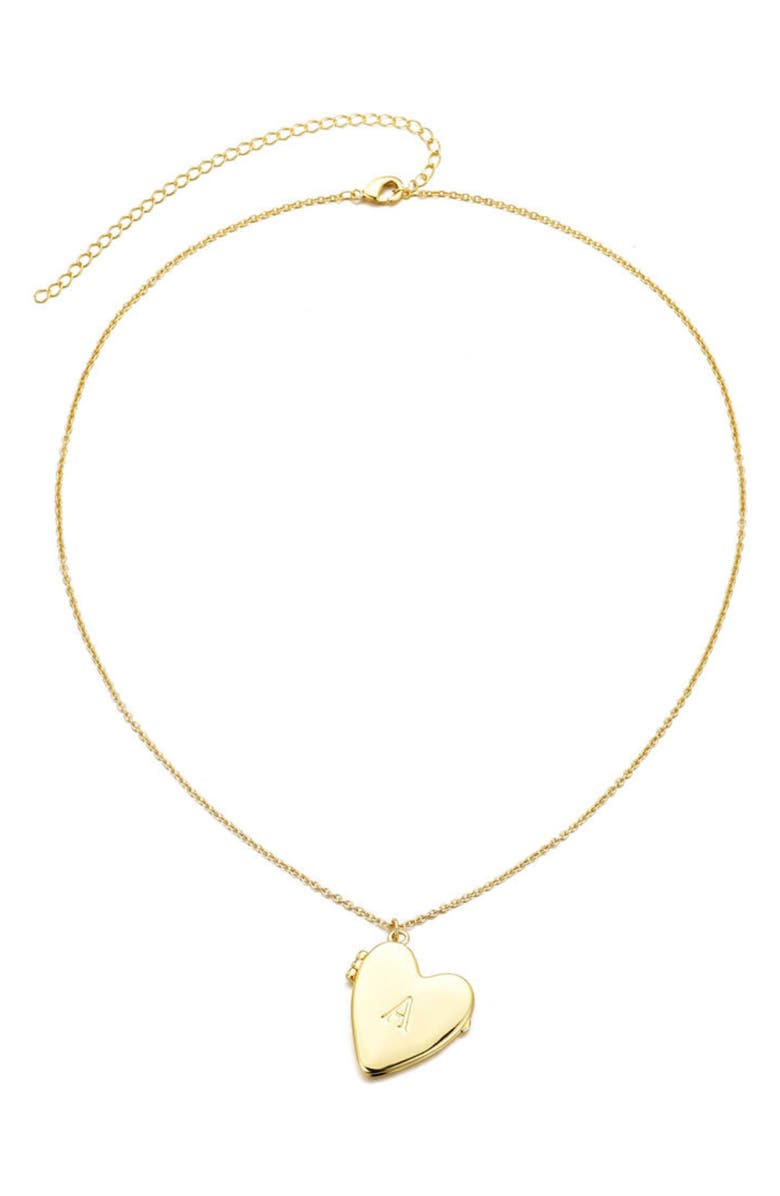 Adornia Initial Heart Locket Pendant Necklace, Alternate, color, Gold-A
