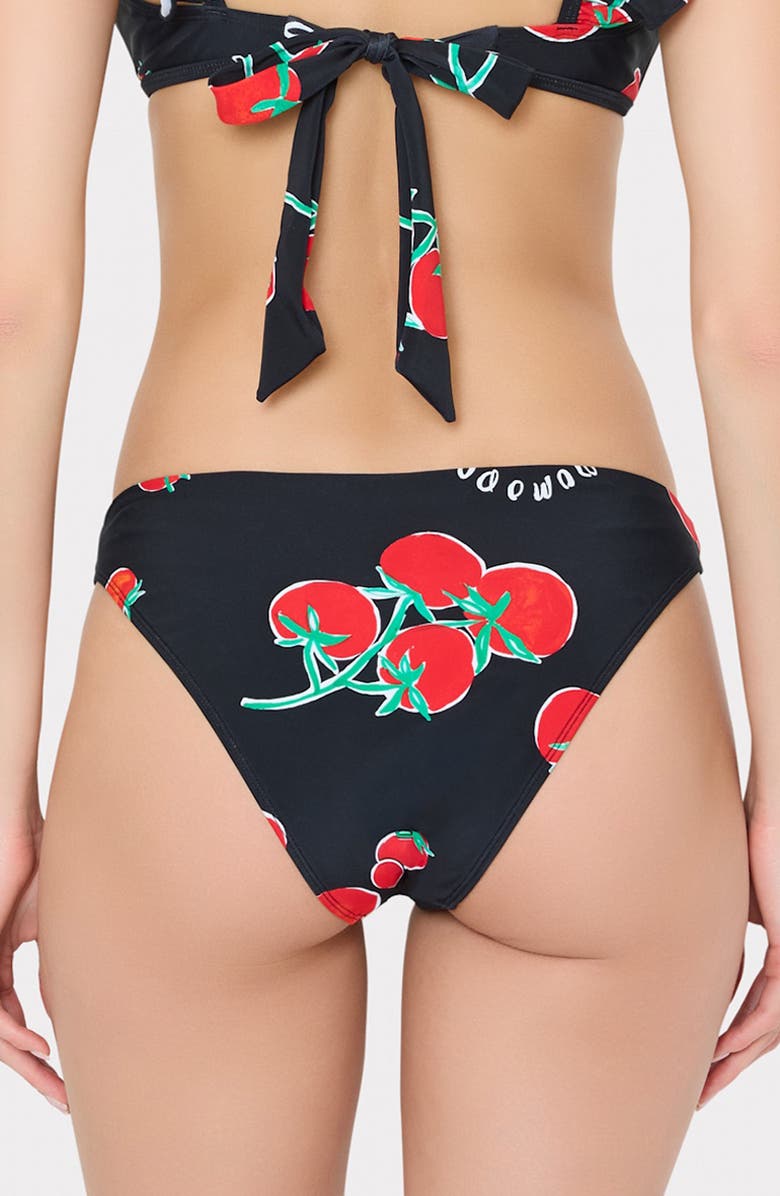 Milly Margot Pomodoro Bikini Bottoms, Alternate, color, Black/ Red