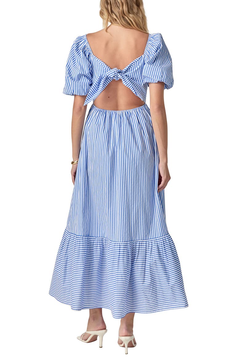 Starfish Stripe Puff Sleeve Maxi Dress, Alternate, color, WHITE/ BLUE