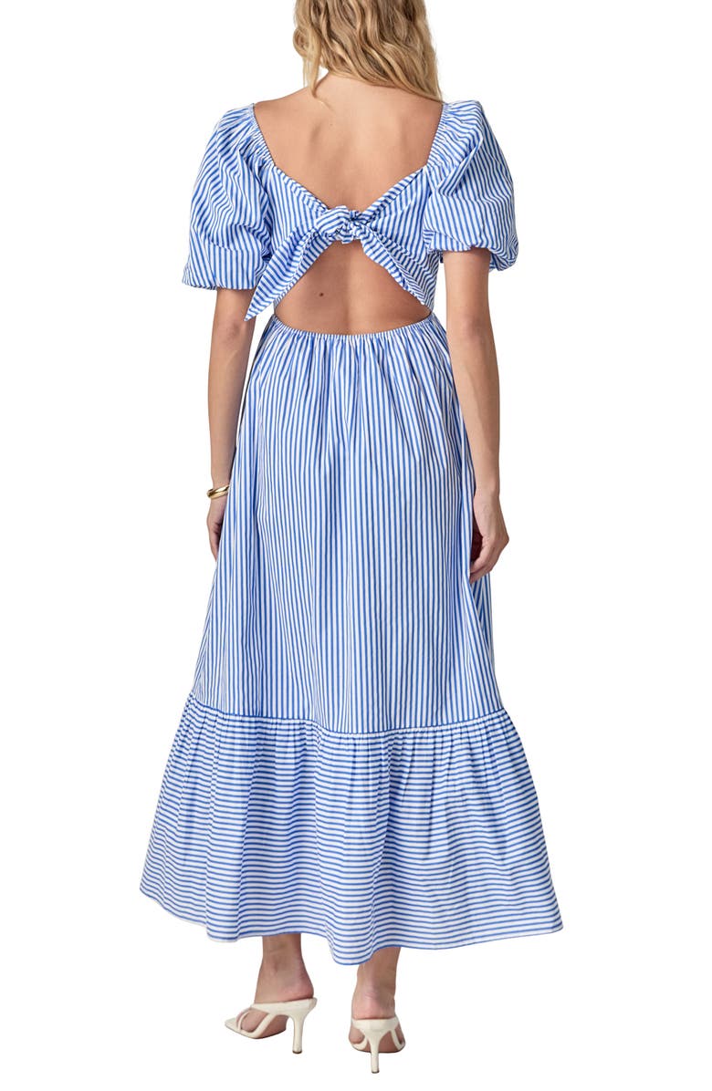 English Factory Starfish Stripe Puff Sleeve Maxi Dress, Alternate, color, White/ Blue