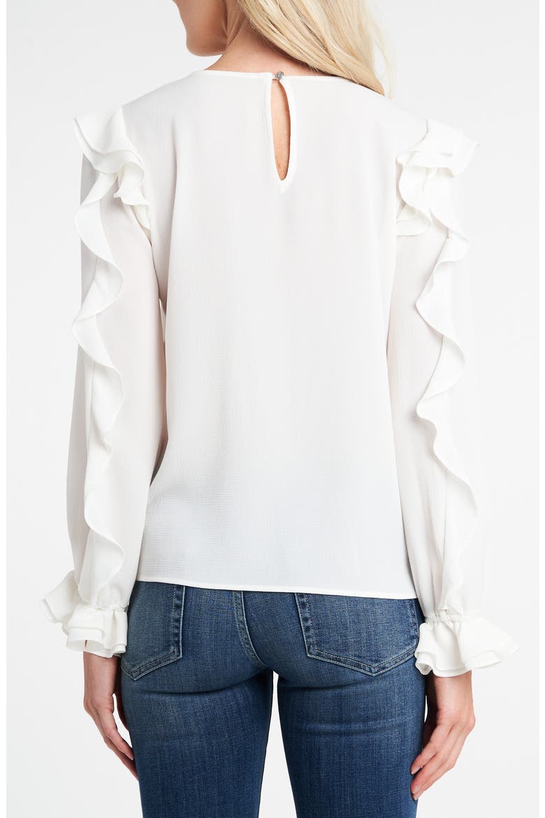 Ruffle Sleeve Crepe Top, Alternate, color, SOFT ECRU