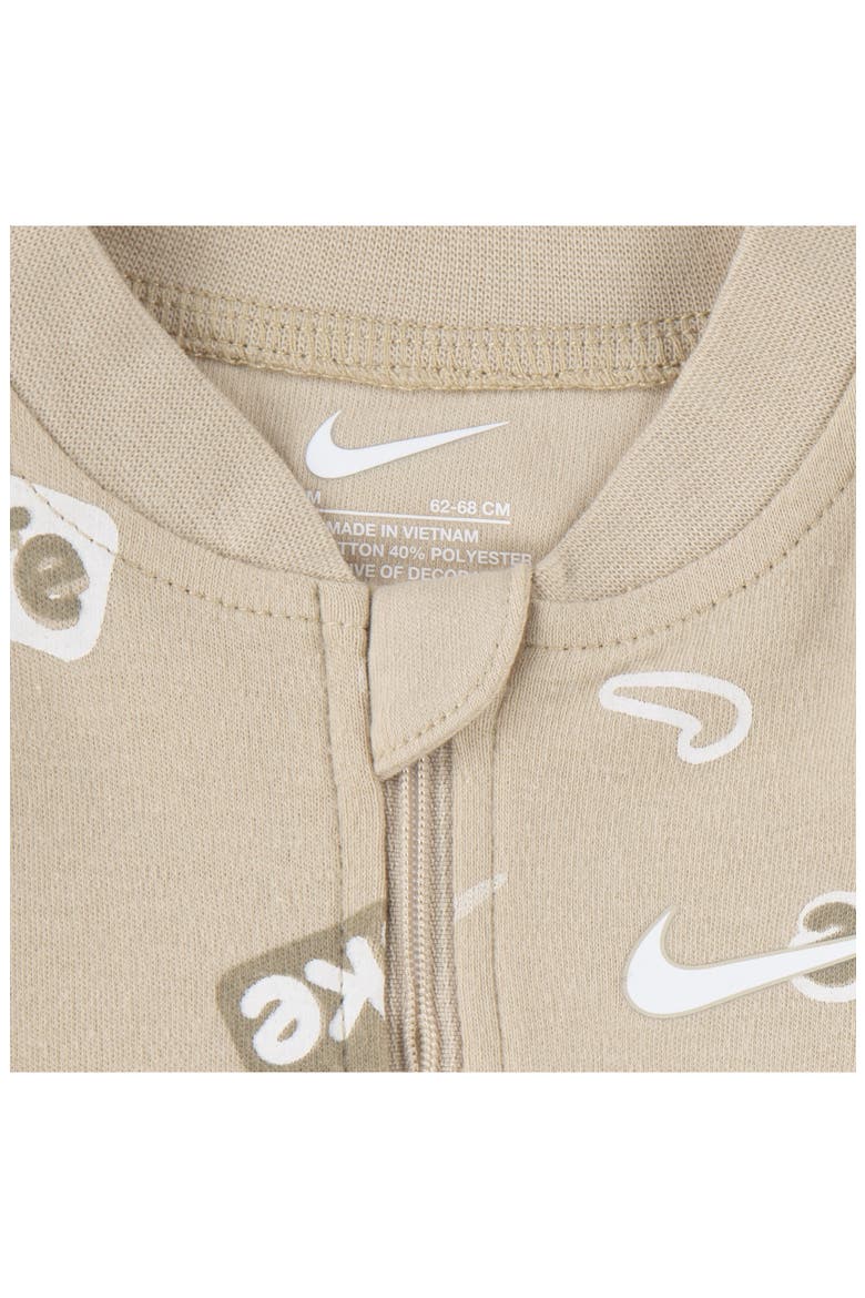 Logo Print Zip Footie, Alternate, color, SANDDRIFT