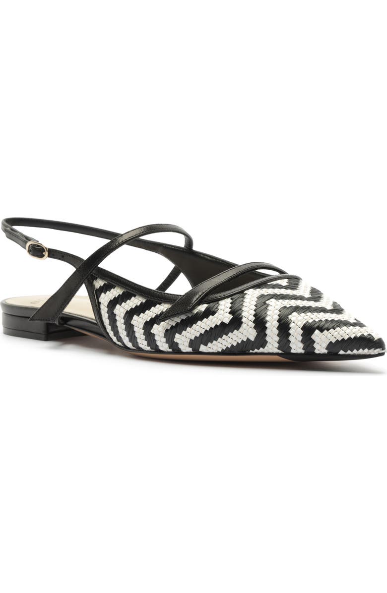 Alexandre Birman Tita Raffia Pointed Toe Slingback Flat, Main, color, Black