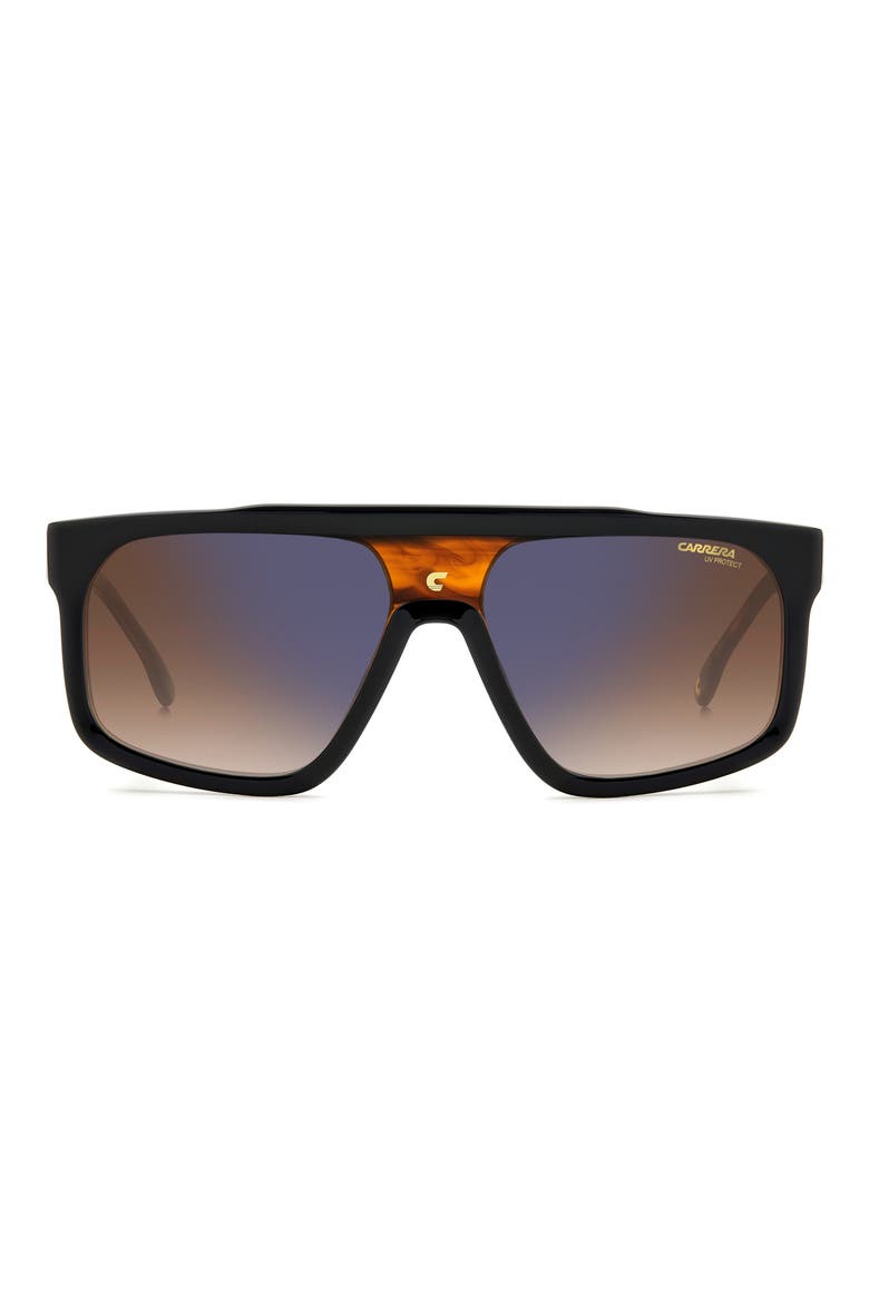 59mm Flat Top Sunglasses, Main, color, BLACK HORN/ BROWN BLUE MIRROR