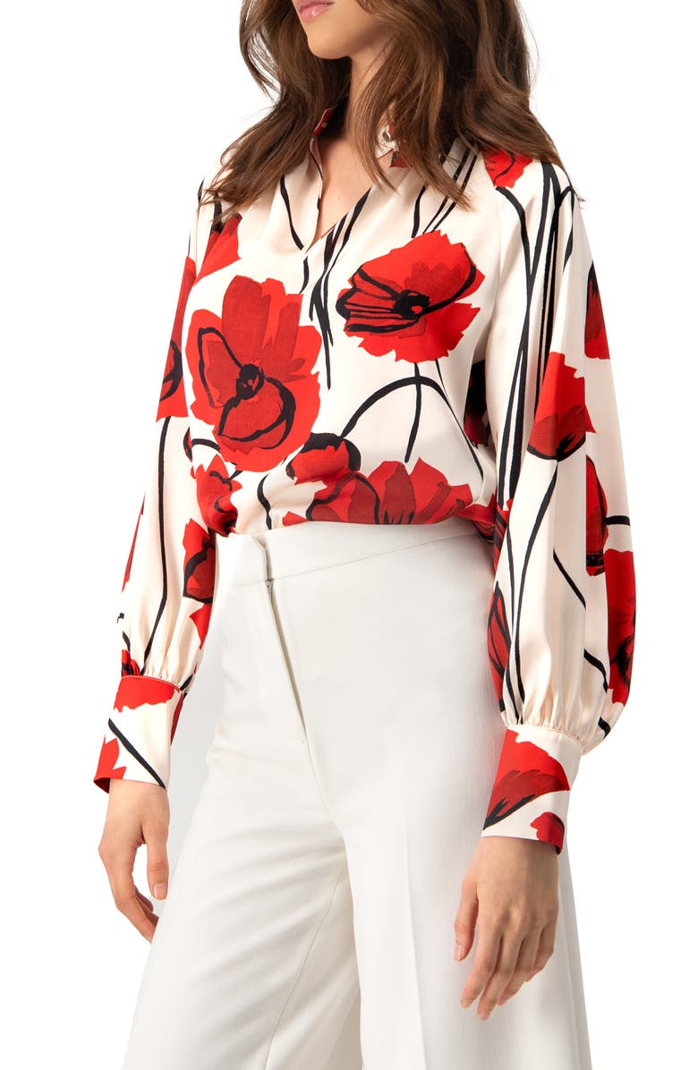 IVONNE Floral Print Statement Blouse, Alternate, color,