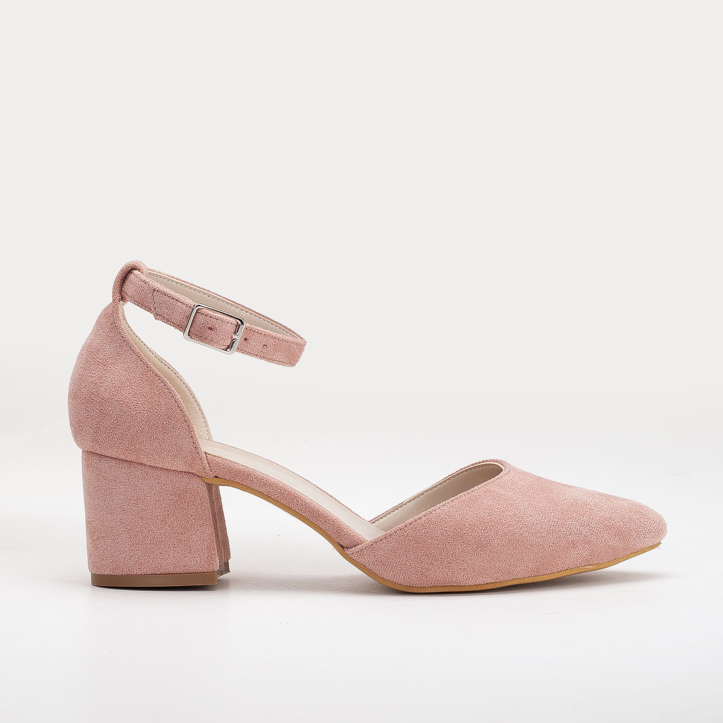 Forever & Always Shoes Fiona Low Block Heels with Ribbon, Alternate, color, Dusty Pink Suede