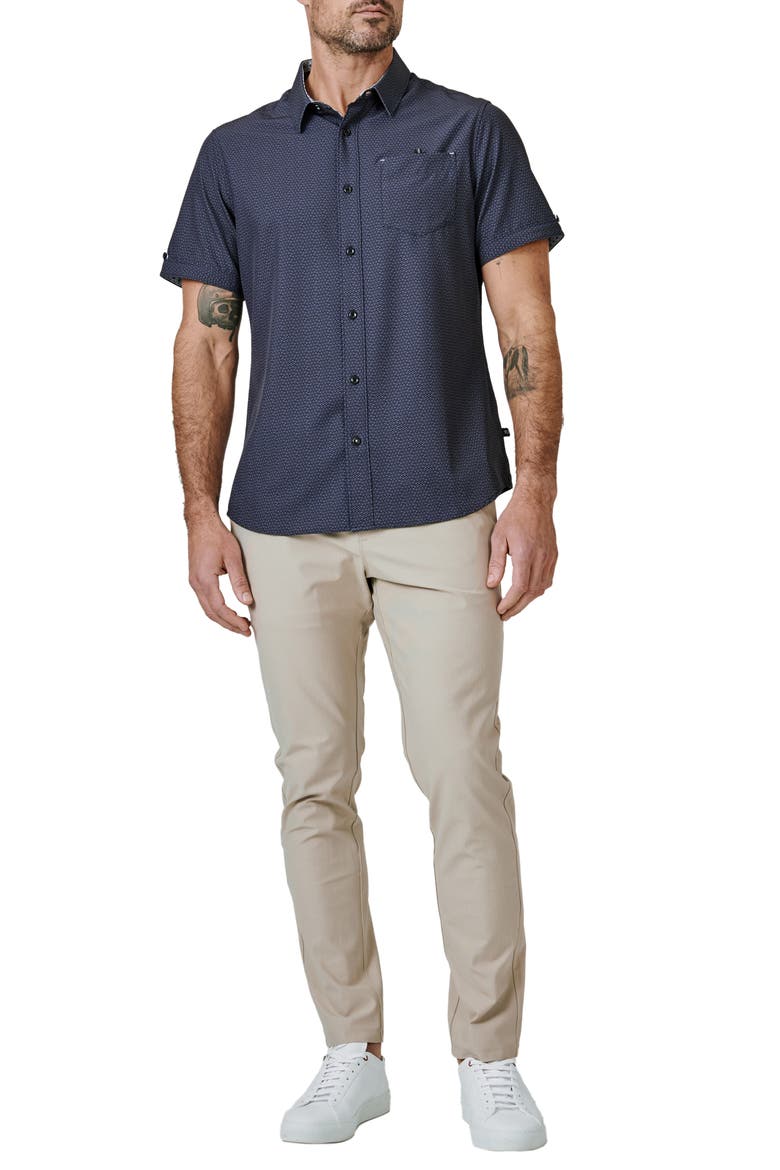 Higher Love Short Sleeve Button-Up Performance Shirt, Alternate, color, BLACK
