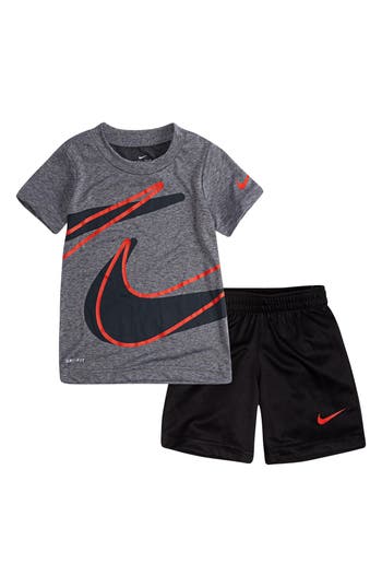 Nike Kids' Dri-fit T-shirt & Shorts Set In Gray