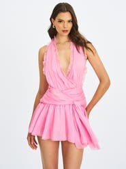 Miss Circle Odelle Crinkle Chiffon Wrap Dress