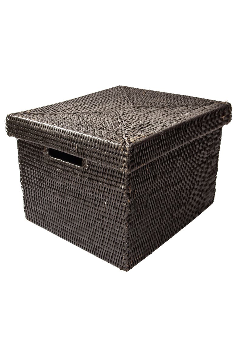 Artifacts Rattan Storage Box with Lid - Letter File, Main, color, Tudor Black