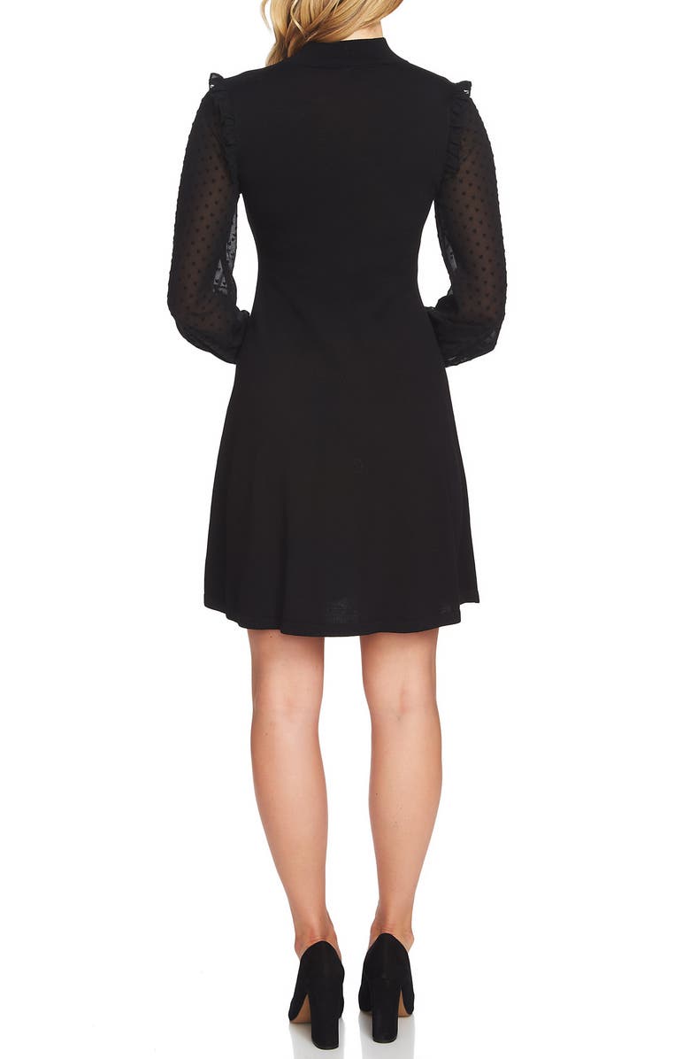 CeCe Swiss Dot Sleeve Fit & Flare Knit Dress, Alternate, color, 