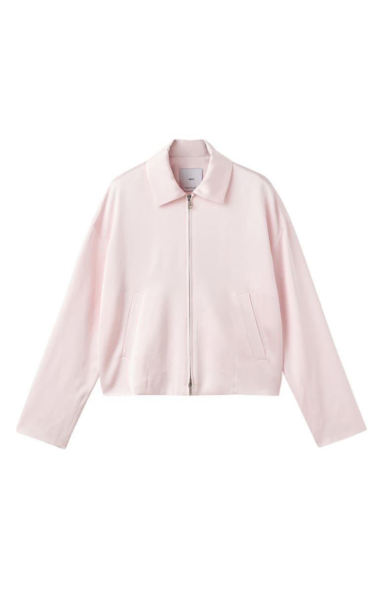 MANGO Selection Satin Bomber Jacket, Alternate, color, Pastel Pink
