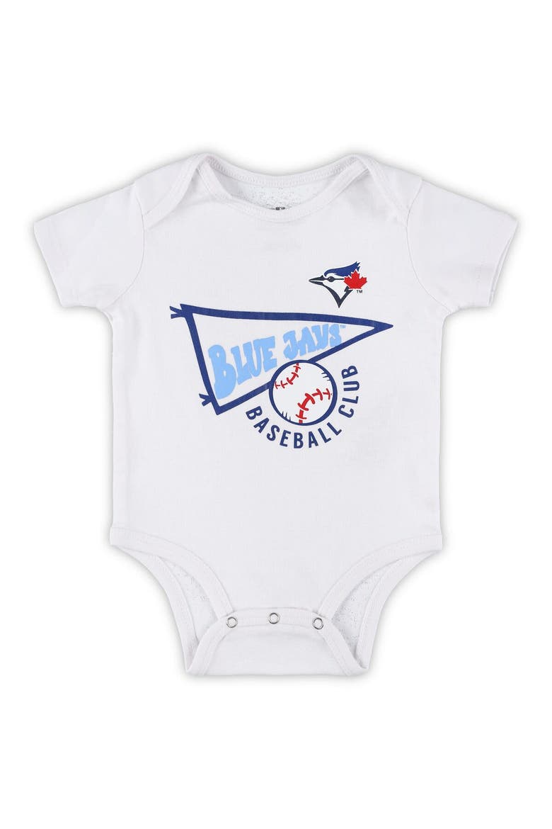 Newborn & Infant Powder Blue/White/Heather Gray Toronto Blue Jays Biggest Little Fan 3-Pack Bodysuit Set, Alternate, color, Royal