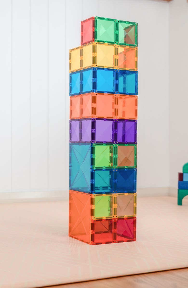CONNETIX Kids' Rainbow Magnetic Tiles 40-Piece Square Pack, Alternate, color, Rainbow