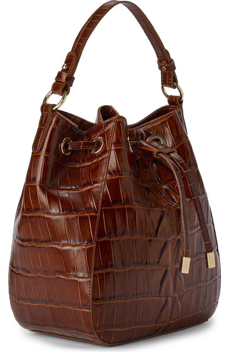 Brahmin Melinda Croc Embossed Leather Bucket Bag, Alternate, color,