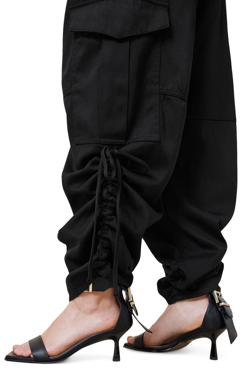 AllSaints Kaye Ruched Cargo Pants, Alternate, color, Black