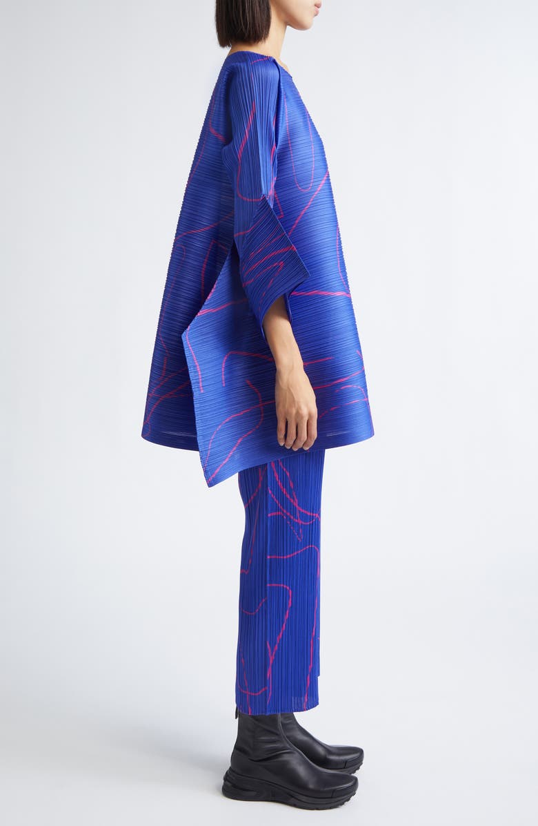 Pleats Please Issey Miyake Pause Print Pleated Dress, Alternate, color, Blue