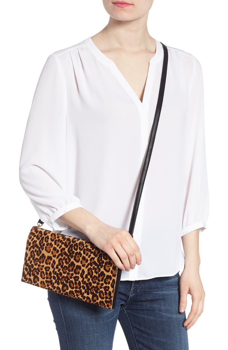 Sole Society Tesso Genuine Calf Hair Clutch, Alternate, color,