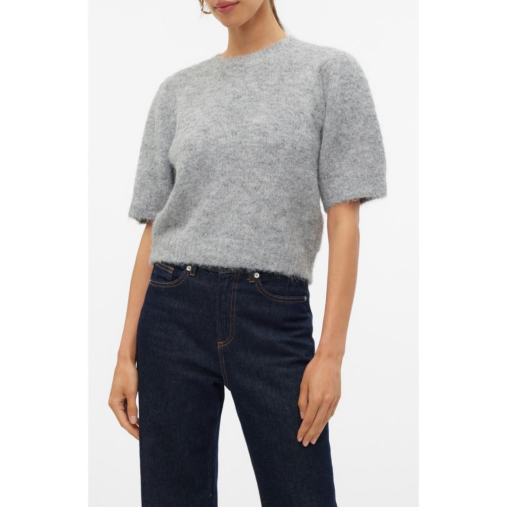 Vero Moda Novah Short Sleeve Sweater In Gray