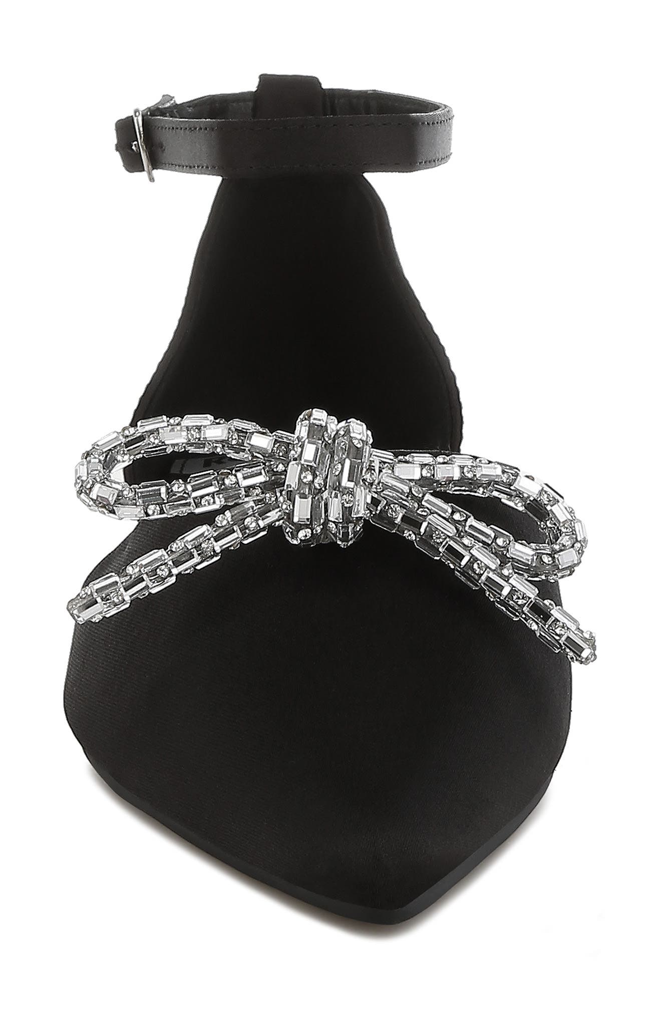 Rag & Co Simina Embellished Ankle Tie Flat, Alternate, color, Black