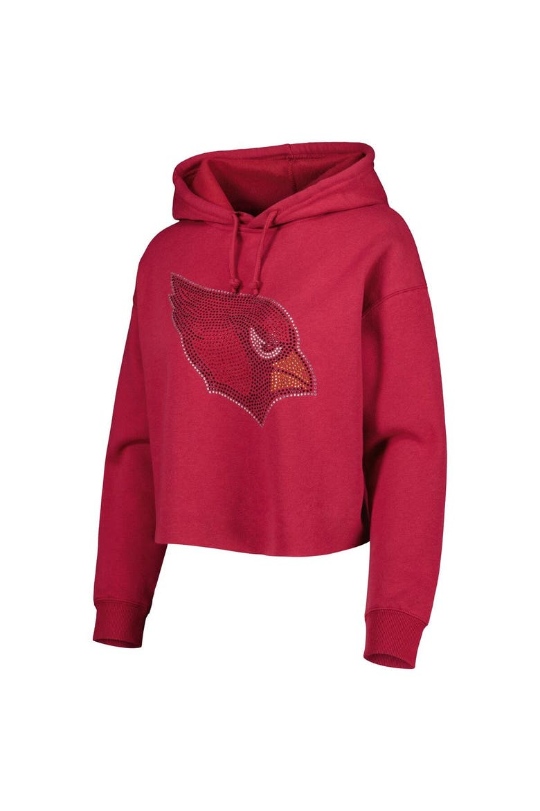 Women's Cuce Cardinal Arizona Cardinals Crystal Logo Cropped Pullover Hoodie, Alternate, color, Cardinal