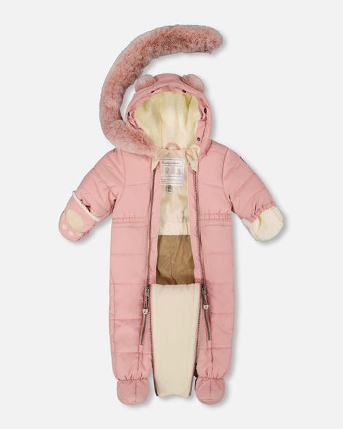 Deux Par Deux One-piece Layette Snowsuit Designed For Car Seat In Pink