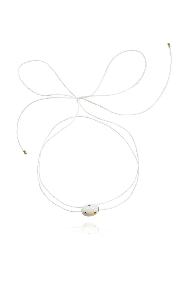 Lily Tie Jet Necklace, Main, color, Creme
