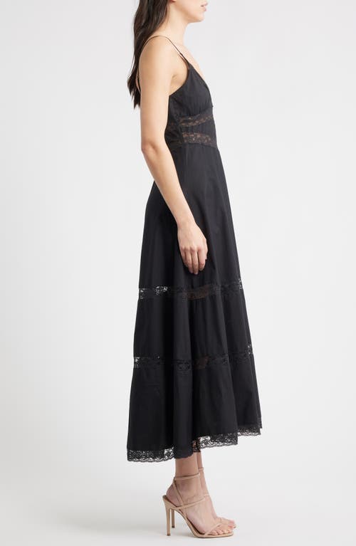 Loveshackfancy Catryn Lace Inset Cotton Slipdress In Black