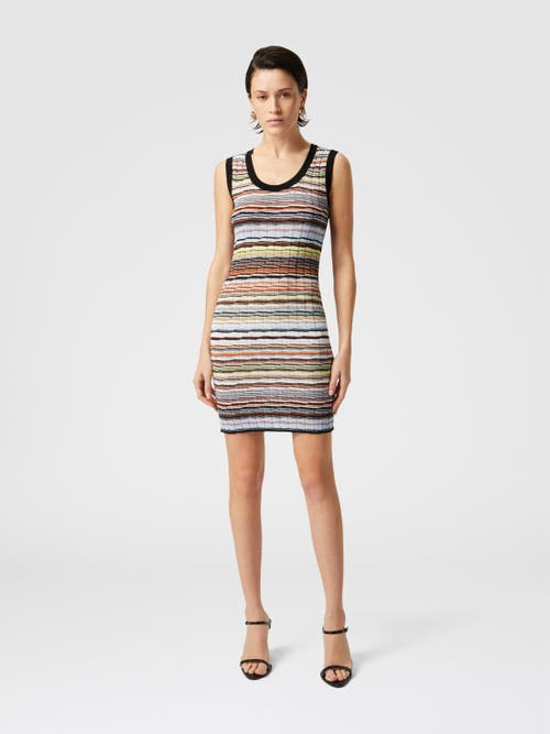 Missoni Rib-knit Striped Mini Dress In Blue
