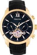 Heritor Automatic Arthur Semi-Skeleton Leather-Band Watch w/ Day/Date