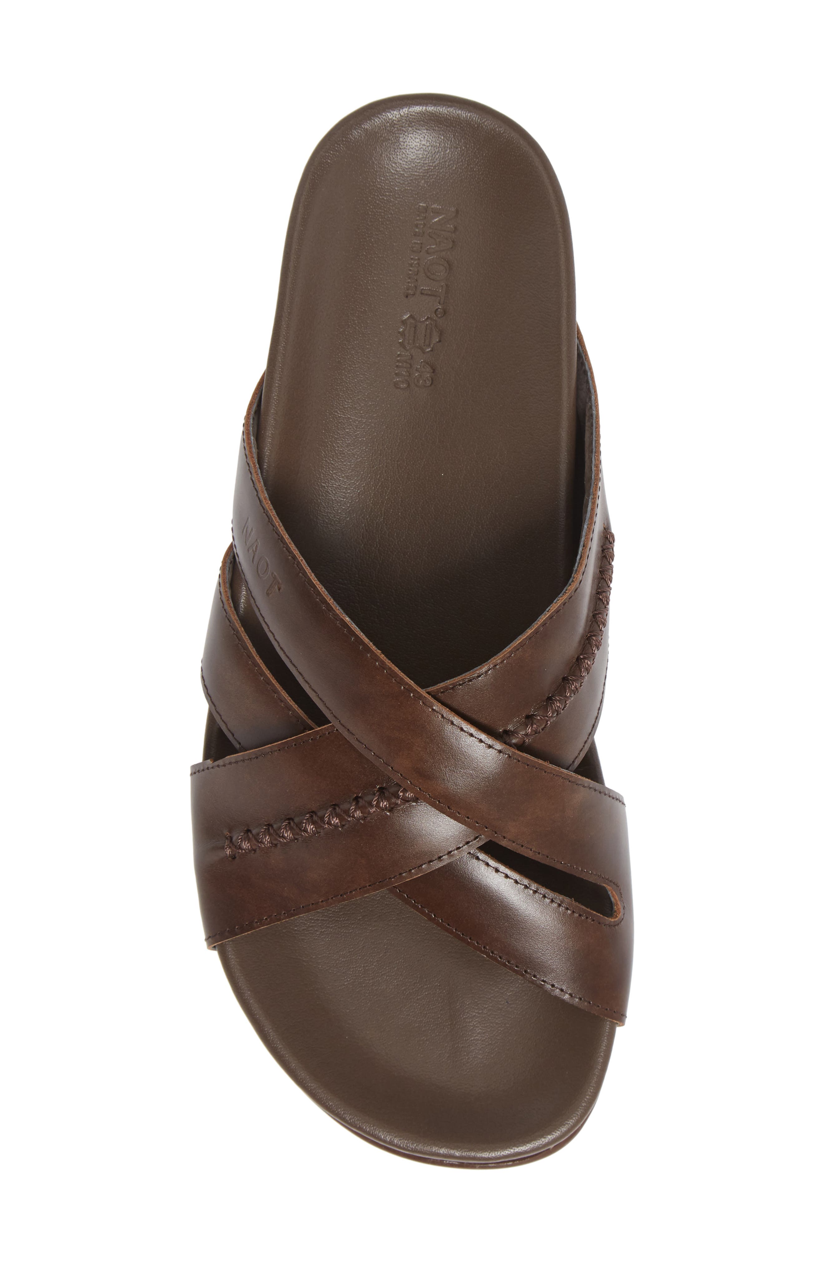 Anegada Slide Sandal, Alternate, color, PECAN BROWN LEATHER