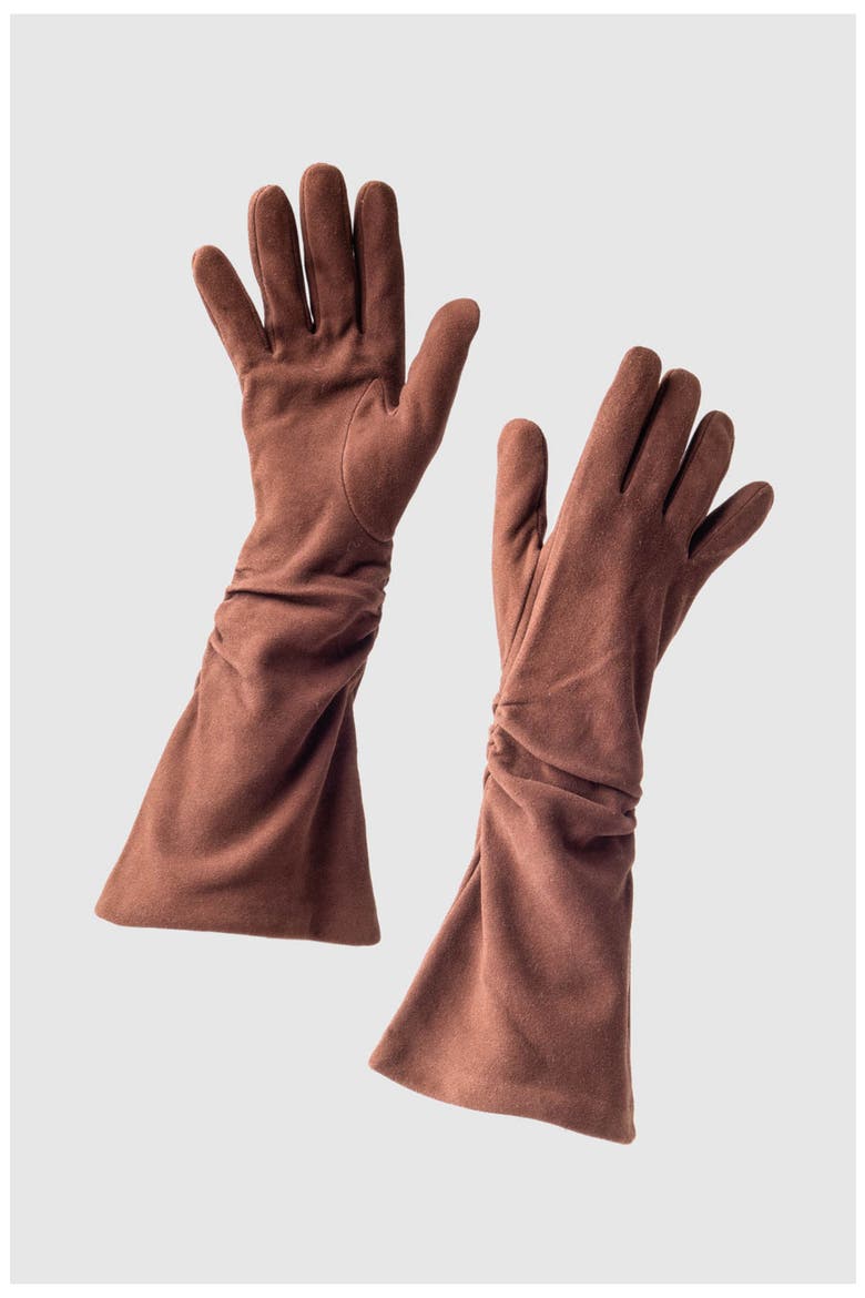 Suede Gloves Suede Drama Gloves, Main, color, Chestnut