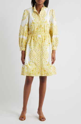 Julia Jordan Placed Paisley Floral Long Sleeve Cotton Shirtdress