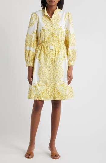 Julia Jordan Placed Paisley Floral Long Sleeve Cotton Shirtdress In Multi
