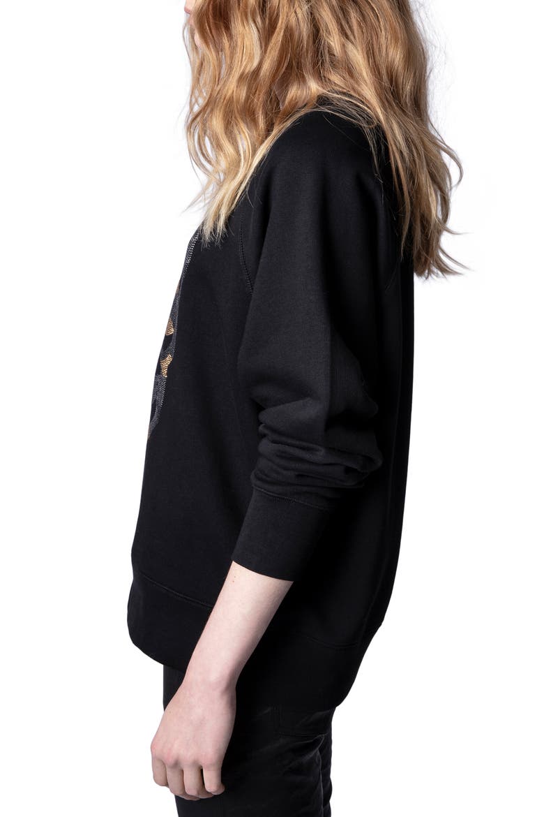 Camo Skull Strass Sweatshirt, Alternate, color, NOIR