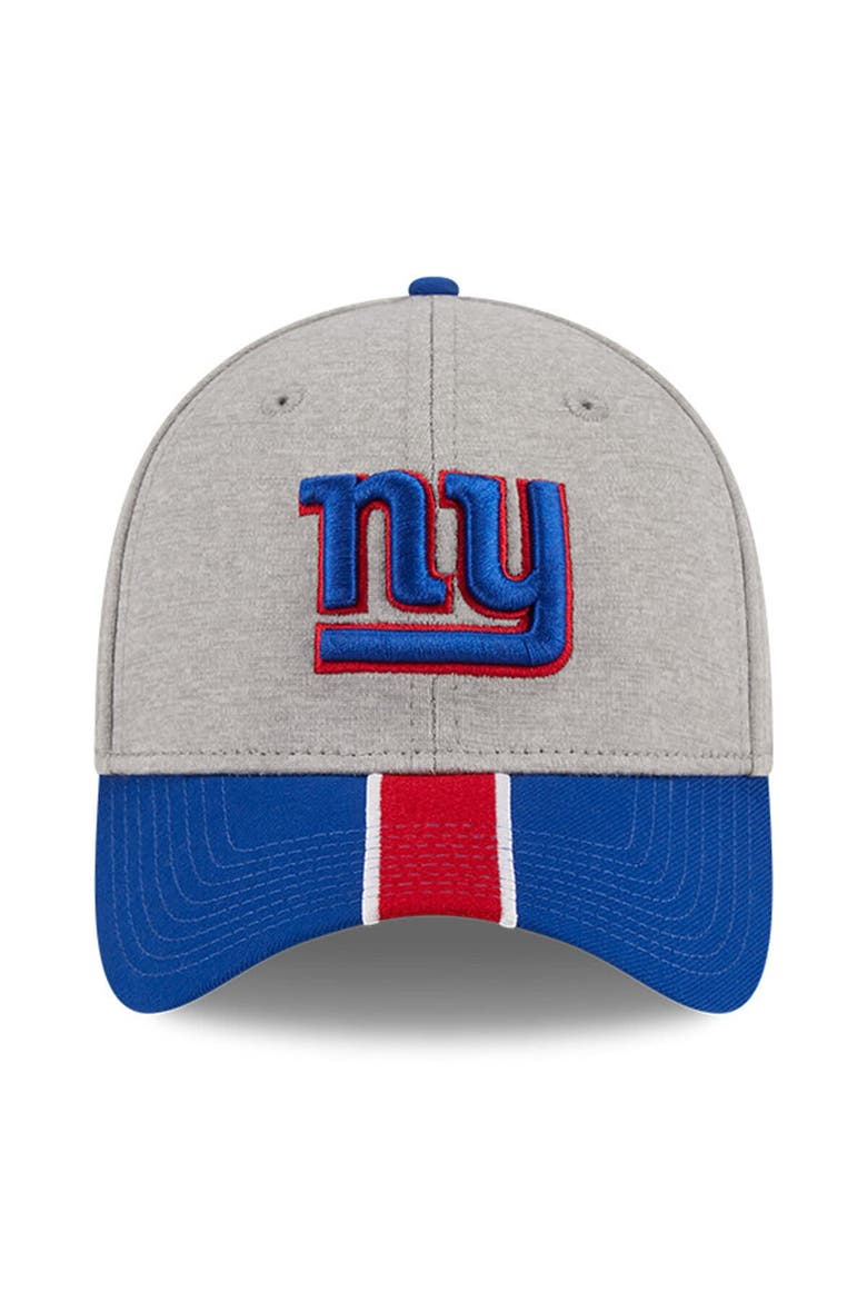 Men's New Era Heather Gray/Royal New York Giants Striped 39THIRTY Flex Hat, Alternate, color, Heather Gray
