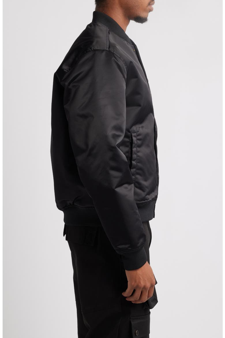 Globetrotter Nylon Satin Bomber Jacket, Alternate, color, BLACK