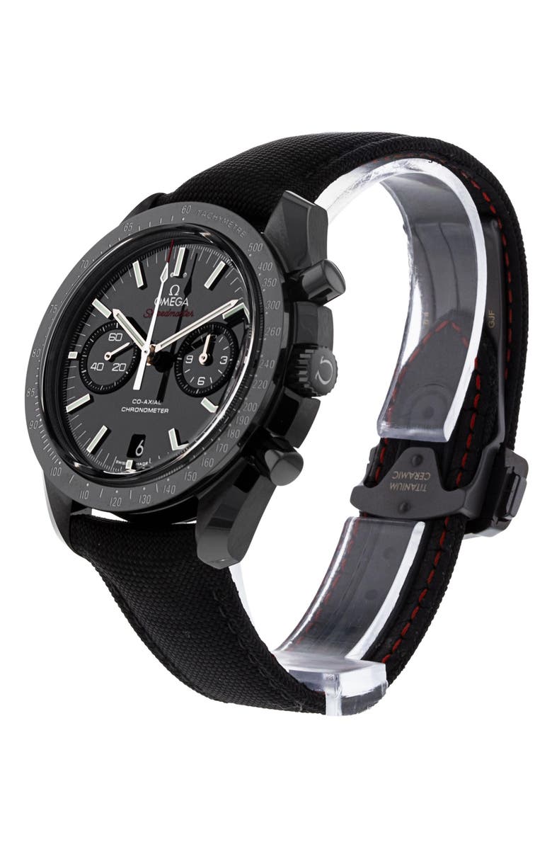 Watchfinder & Co. Omega Preowned Speedmaster Dark Side of the Moon Nylon Strap Chronograph Watch, 44mm, Alternate, color,