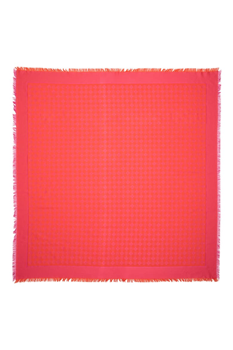 Logo Jacquard Cotton & Silk Travel Scarf, Alternate, color, BRIGHT FUCHSIA / ORANGE