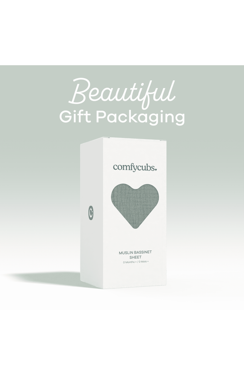 Comfy Cubs Muslin Fitted Bassinet Crib Sheet, Alternate, color, Fern