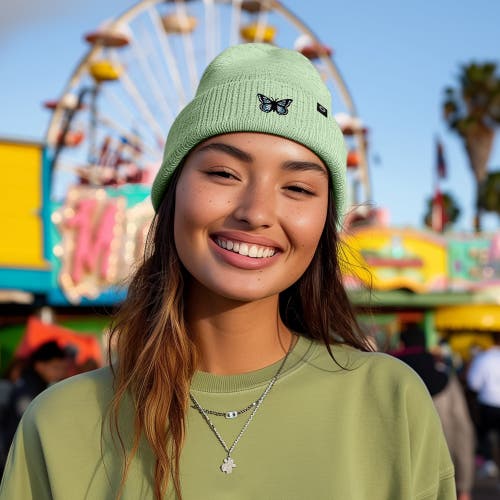 Dalix Butterfly Beanie In Light Green