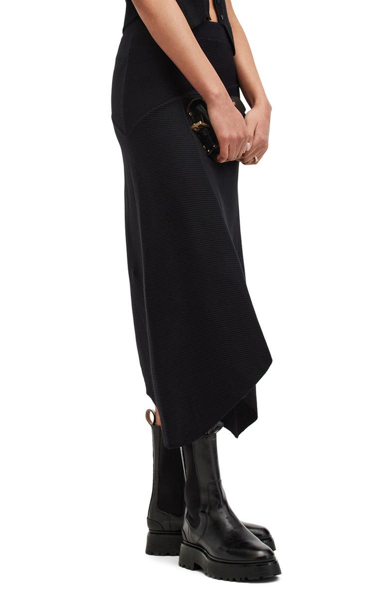 AllSaints Gia Rib Sharkbite Skirt, Alternate, color,