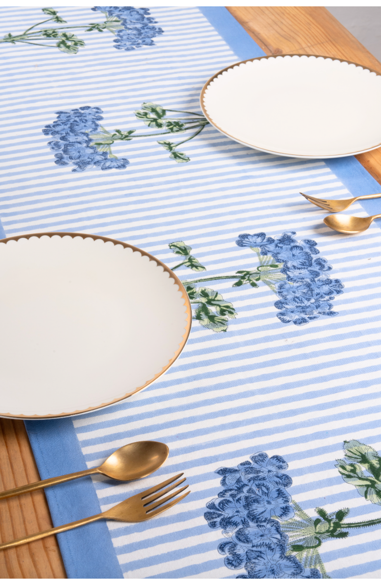 Inner Child Blue Hydrangea Tablerunner, Alternate, color, Blue