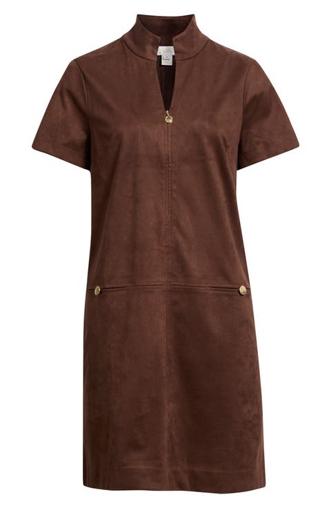 Split Neck Shift Dress