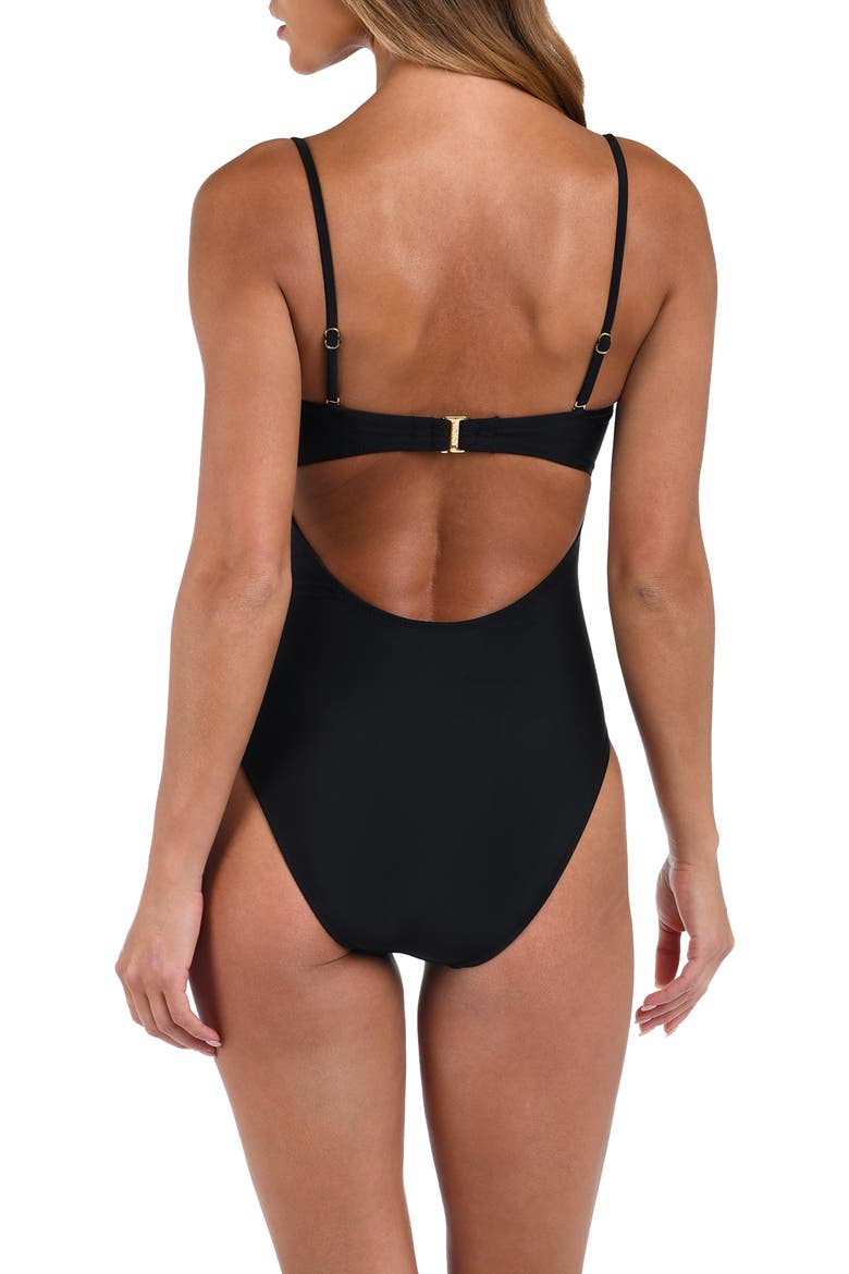 Emilia Bandeau One-Piece Swimsuit, Alternate, color, BLACK