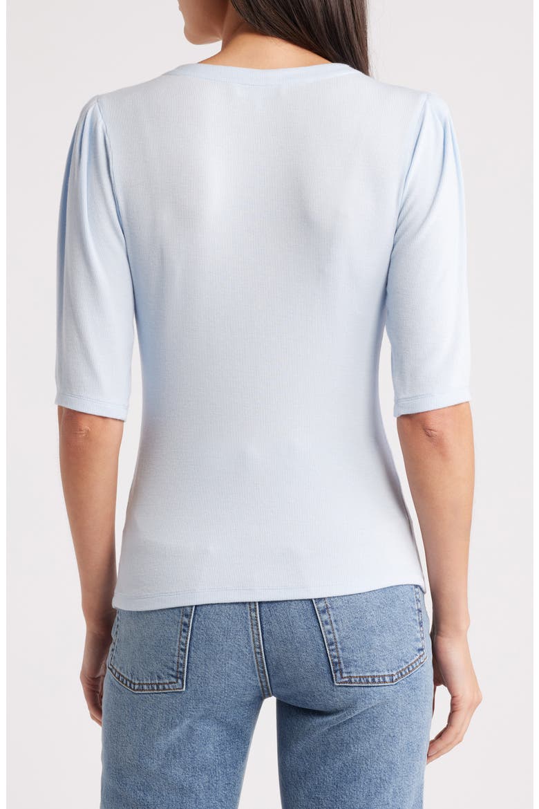 Rib Ruched Henley, Alternate, color, LIGHT CHAMBRAY